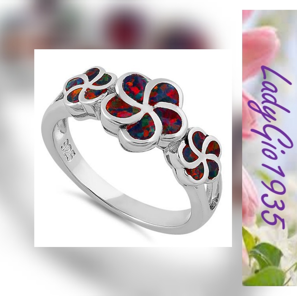 Sterling Silver Plumeria Opal Ring